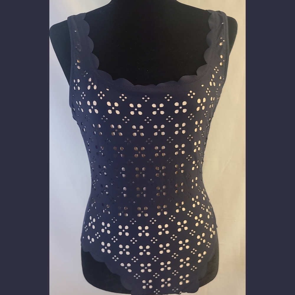 J. Crew Scalloped Neck Laser Cut Eyelet sz 10